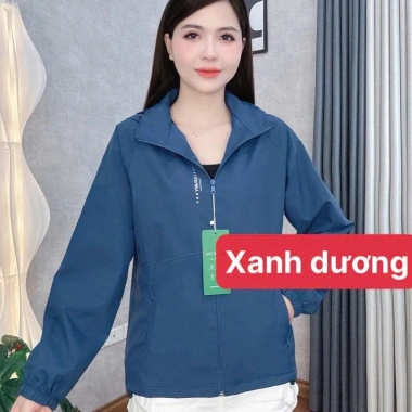 Áo khoác gió nữ 2 lớp thời trang 2.025 – Vải tráng bạc chống nước, in chữ ngực, 12 màu, size 38‑75kg 2