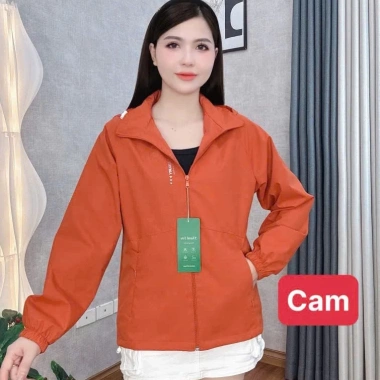 Áo khoác gió nữ 2 lớp thời trang 2.025 – Vải tráng bạc chống nước, in chữ ngực, 12 màu, size 38‑75kg 4