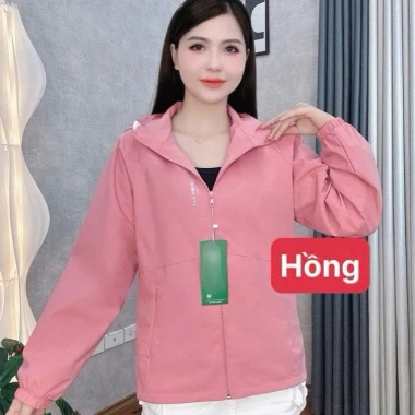 Áo khoác gió nữ 2 lớp thời trang 2.025 – Vải tráng bạc chống nước, in chữ ngực, 12 màu, size 38‑75kg 5