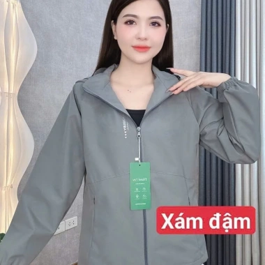 Áo khoác gió nữ 2 lớp thời trang 2.025 – Vải tráng bạc chống nước, in chữ ngực, 12 màu, size 38‑75kg 8