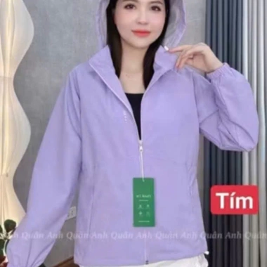 Áo khoác gió nữ 2 lớp thời trang 2.025 – Vải tráng bạc chống nước, in chữ ngực, 12 màu, size 38‑75kg 9