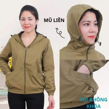 Áo Khoác Gió Nữ AHOA 2 Lớp Giữ Nhiệt, Chống Bụi Cản Gió - Giá 159.000 VNĐ