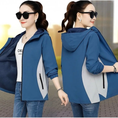 Áo khoác gió nữ phối màu thời trang 2 lớp vải tráng bạc Nano chống nước chỉ 112k