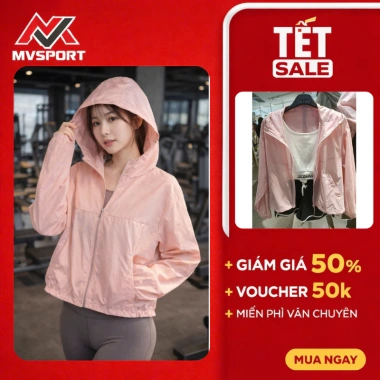 Áo khoác gió thể thao mỏng có mũ trùm đầu, form rộng, chống nắng gió, phong cách khỏe khắn K171 169k 2