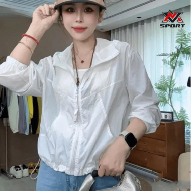 Áo khoác gió thể thao mỏng có mũ trùm đầu, form rộng, chống nắng gió, phong cách khỏe khắn K171 169k 4