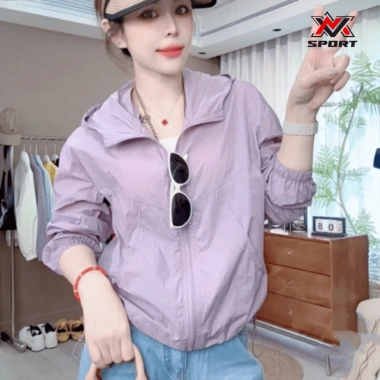 Áo khoác gió thể thao mỏng có mũ trùm đầu, form rộng, chống nắng gió, phong cách khỏe khắn K171 169k 10