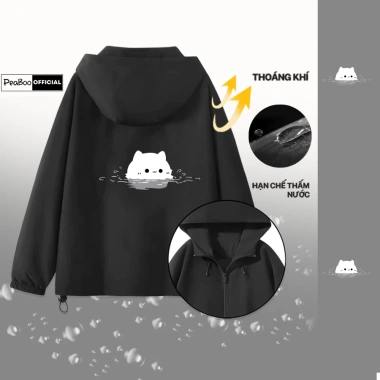 Áo Khoác Gió Unisex 2 Lớp PEABOO Shiba - Chống Nước, Chống Nắng, Rộng, Mũ Cao Cấp - Giá 185.000 VND