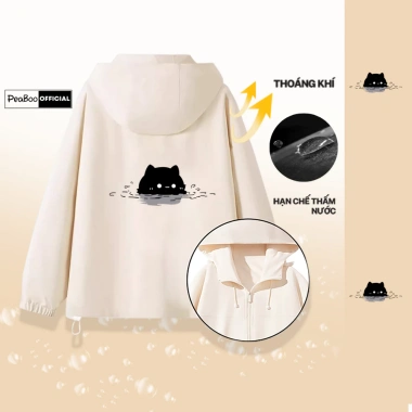 Áo Khoác Gió Unisex 2 Lớp PEABOO Shiba - Chống Nước, Chống Nắng, Rộng, Mũ Cao Cấp - Giá 185.000 VND