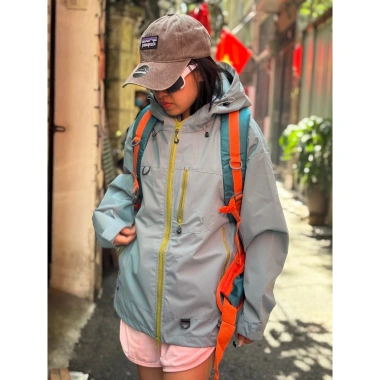 Áo khoác gió unisex dài tay có mũ polyester cao cấp chống nhăn co rút 319.999 VND