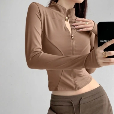 Áo khoác gym nữ Evasport chống nắng, dây kéo, co giãn, thấm hút mồ hôi - 94.900₫ 3