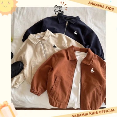Áo khoác kaki bé SARAMIA KIDS cổ bẻ, khóa kéo, xanh navy thanh lịch - giao trước Tết 9
