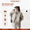 Áo khoác kaki nữ ZENNY form rộng 2 lớp, dáng lửng, cổ bẻ cao cấp, chống nắng gió Hàn Quốc