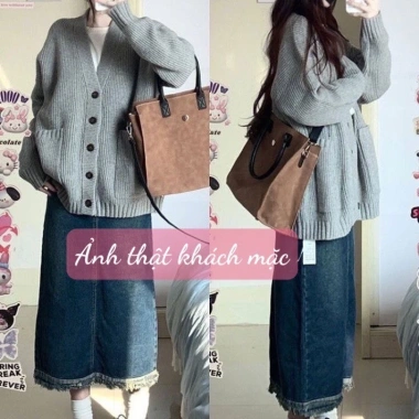 Áo khoác len cardigan dài rộng hottrend Hàn Quốc chất liệu dày dặn, giao trước Tết, chỉ 159k