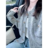 Áo khoác len cardigan dệt kim 2 lớp cúc đồng sang chảnh - Giao trước Tết, chỉ 179k QCCC KUNKUN SP72 3