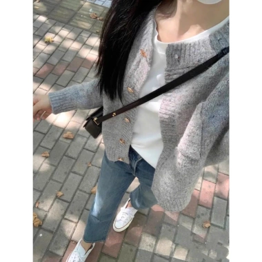 Áo khoác len cardigan dệt kim 2 lớp cúc đồng sang chảnh - Giao trước Tết, chỉ 179k QCCC KUNKUN SP72