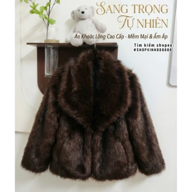 Áo khoác lông nữ dày mùa đông cổ lật lông cáo - Phong cách quý cô sang trọng, ấm áp, 700k 10