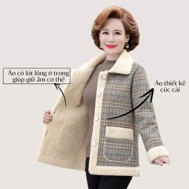 Áo khoác lót lông ấm áp cho mẹ, bà trung niên - Chuẩn loại 1, giảm giá còn 269k
