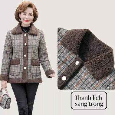 Áo khoác lót lông ấm áp cho mẹ, bà trung niên - Chuẩn loại 1, giảm giá còn 269k