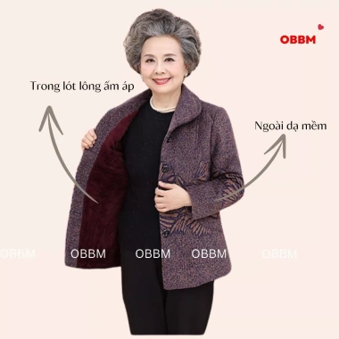 Áo khoác lót lông cao cấp cho trung niên, người già - Độ ấm áp, siêu nhẹ, tặng mẹ, bà, Quà tết 2.026, giá ưu đãi 399.000 VND