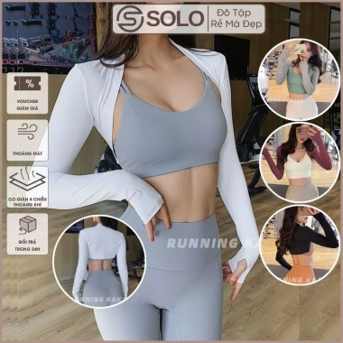 Áo khoác lửng Gym Yoga Pilates Thun Poly mềm mịn thoáng, giảm còn 195.000đ từ 241.800đ Áo khoác lửng Gym Yoga Pilates Thun Poly mềm mịn thoáng, giảm còn 195.000đ từ 241.800đ