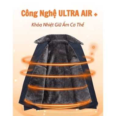 Áo khoác nam trung niên lót lông Quảng Châu, ấm áp, tăng bố - Giảm Tết 2.025 STY 459k 2