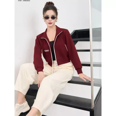 Áo khoác nỉ bomber cổ dựng tay dơi, vải Hàn độ dày vừa, mặt mịn mềm mại, co giãn tốt - Giá 451.500₫