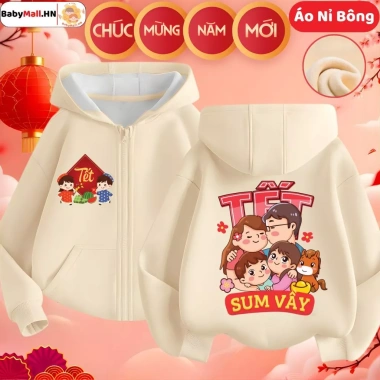 Áo Khoác Nỉ Bông Tết 2.026 BABYMALL Lót Lông Mềm Giữ Nhiệt Giữ Ấm Giá 197k