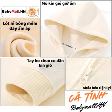 Áo khoác nỉ bông Tết Sum Vầy 2.026 cho bé trai & bé gái - BABYMALL, lót lông ấm, giảm còn 197.000₫ 2
