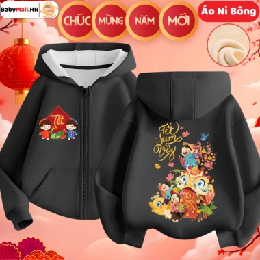 Áo khoác nỉ bông Tết Sum Vầy 2.026 cho bé trai & bé gái - BABYMALL, lót lông ấm, giảm còn 197.000₫ 8