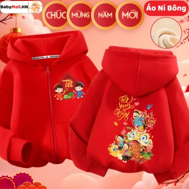 Áo Khoác Nỉ Bông Tết Sum Vầy 2.026 Cho Bé Trai & Gái - GoGo Baby Lót Lông Ấm