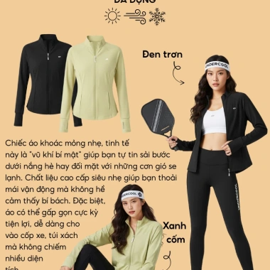 Áo Khoác Nữ Chống Nắng UnderCool ACN12 – Vải Su Mỏng, Co Giãn, Cản Gió, Thể Thao, Giá 245k