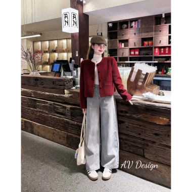 Áo khoác nữ đỏ mận AV Design có đệm, vai đứng, form chuẩn Noel Tết - Loại 1, 375k 8