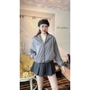 Áo khoác nữ gió lụa nhăn croptop tay dài mũ, basic thể thao năng động – 179k 7