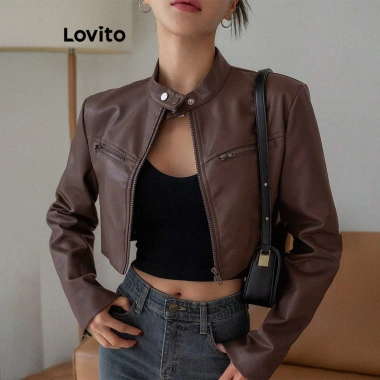 Áo khoác nữ Lovito phom rộng gió chống nước, dây kéo L106AD280 - Giá chỉ 257.040₫