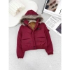 Áo Khoác Parka Kaki Dáng Ngắn, Mũ Lông, Lót Lông Siêu Ấm, Xinh Xắn Trẻ Trung Năng Động 6
