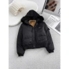 Áo Khoác Parka Kaki Dáng Ngắn, Mũ Lông, Lót Lông Siêu Ấm, Xinh Xắn Trẻ Trung Năng Động 9