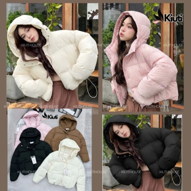 Áo Khoác Phao Nữ KIUTI Siêu Nhẹ Có Nẹp Cổ Chắn Gió Mùa Đông ấm áp Mẫu Mới Nhất