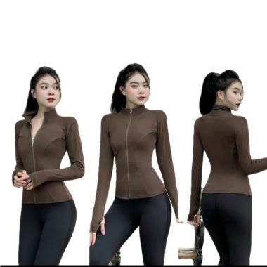 Áo khoác tập gym yoga nữ ôm body dài tay co giãn, chống nắng, thoáng khí - Ak01 8