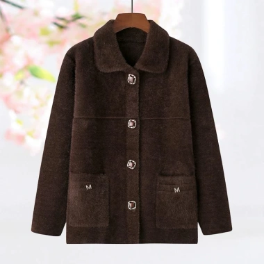 Áo khoác trung niên nữ AD1.082 - Cổ bẻ cài cúc, len lông thỏ QC L1, thu đông 350k