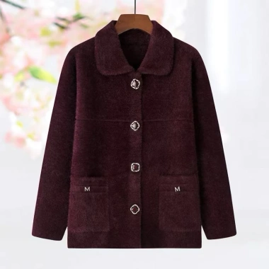 Áo khoác trung niên nữ AD1.082 - Cổ bẻ cài cúc, len lông thỏ QC L1, thu đông 350k