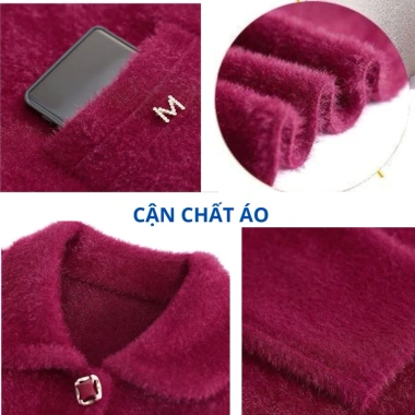 Áo khoác trung niên nữ AD1.082 - Cổ bẻ cài cúc, len lông thỏ QC L1, thu đông 350k