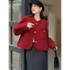 Áo khoác tweed nữ pháp đỏ tay dài - Tết & Valentine, cardigan hàn quốc mỏng nhẹ, giá 259k