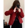 Áo khoác tweed nữ pháp đỏ tay dài - Tết & Valentine, cardigan hàn quốc mỏng nhẹ, giá 259k 3