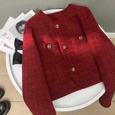 Áo khoác tweed nữ pháp đỏ tay dài - Tết & Valentine, cardigan hàn quốc mỏng nhẹ, giá 259k 4