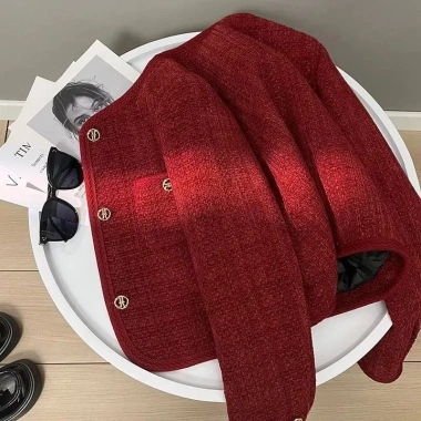 Áo khoác tweed nữ pháp đỏ tay dài - Tết & Valentine, cardigan hàn quốc mỏng nhẹ, giá 259k 5