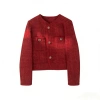 Áo khoác tweed nữ pháp đỏ tay dài - Tết & Valentine, cardigan hàn quốc mỏng nhẹ, giá 259k 6