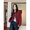 Áo khoác tweed nữ pháp đỏ tay dài - Tết & Valentine, cardigan hàn quốc mỏng nhẹ, giá 259k 7