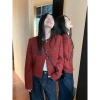 Áo khoác tweed nữ pháp đỏ tay dài - Tết & Valentine, cardigan hàn quốc mỏng nhẹ, giá 259k 8