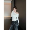 Áo lệch vai dài tay nữ ôm dáng MIMILA đỏ thun cotton size có sẵn giá ưu đãi 106k 9