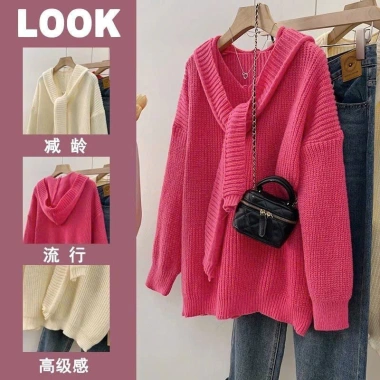 Áo len cách điệu dáng dài phối mũ thời trang hottrend Giao trước Tết Giá chỉ 199k 2